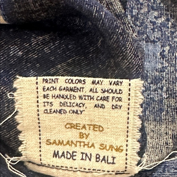 Samantha Sung Navy Abstract Hand Painted Sleeveless 100% Silk Mini Dress Size 6 - Picture 9 of 9